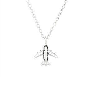 Sterling Silver Airplane Pendant and Necklace